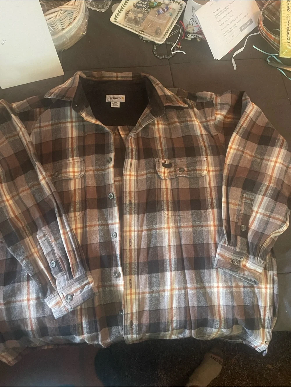 Carhartt Plaid Shirt Jacket in Brown and Black